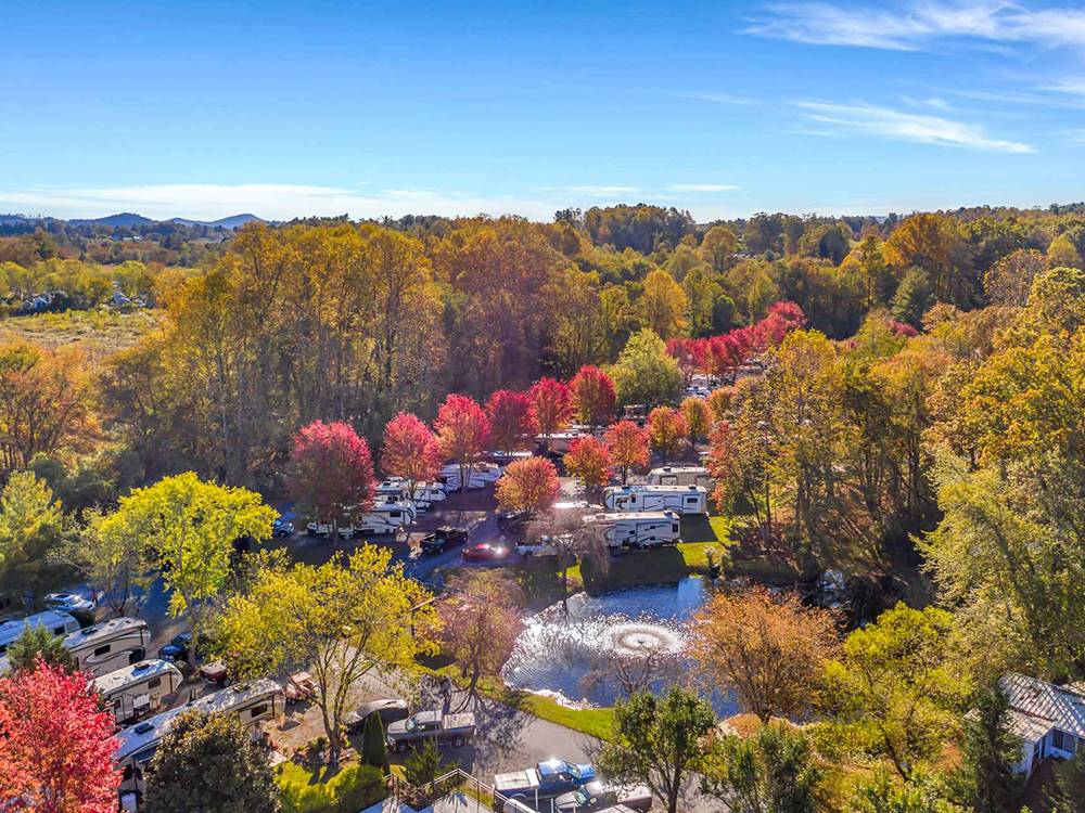 Aerial view of the RV sites at Lakewood RV Resort