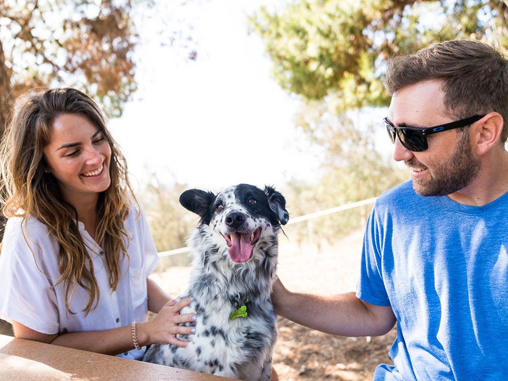 A couple and their dog at ESCONDIDO RV RESORT