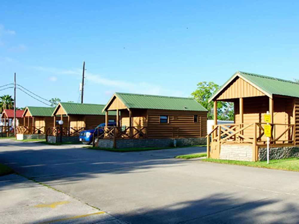 Cabins with decks at HOUSTON EAST RV RESORT