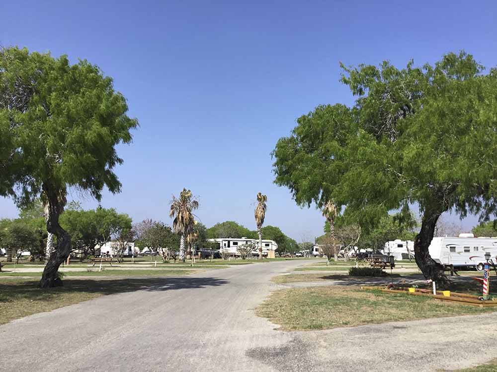 Looking down the gravel streets at SEAWIND RV RESORT ON THE BAY
