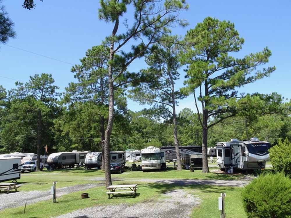 An aerial view of the campsites at LAKE AIRE RV PARK & CAMPGROUND