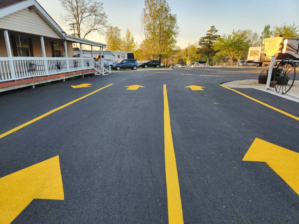 A paved road leading to sites