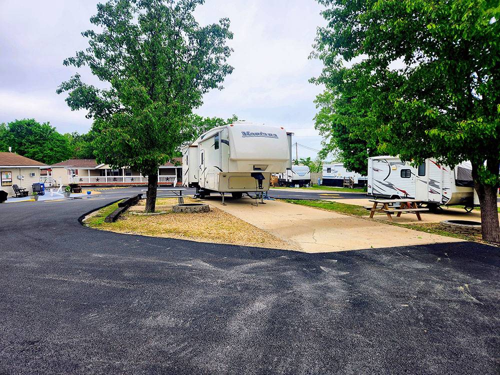 A fifth wheel at a site