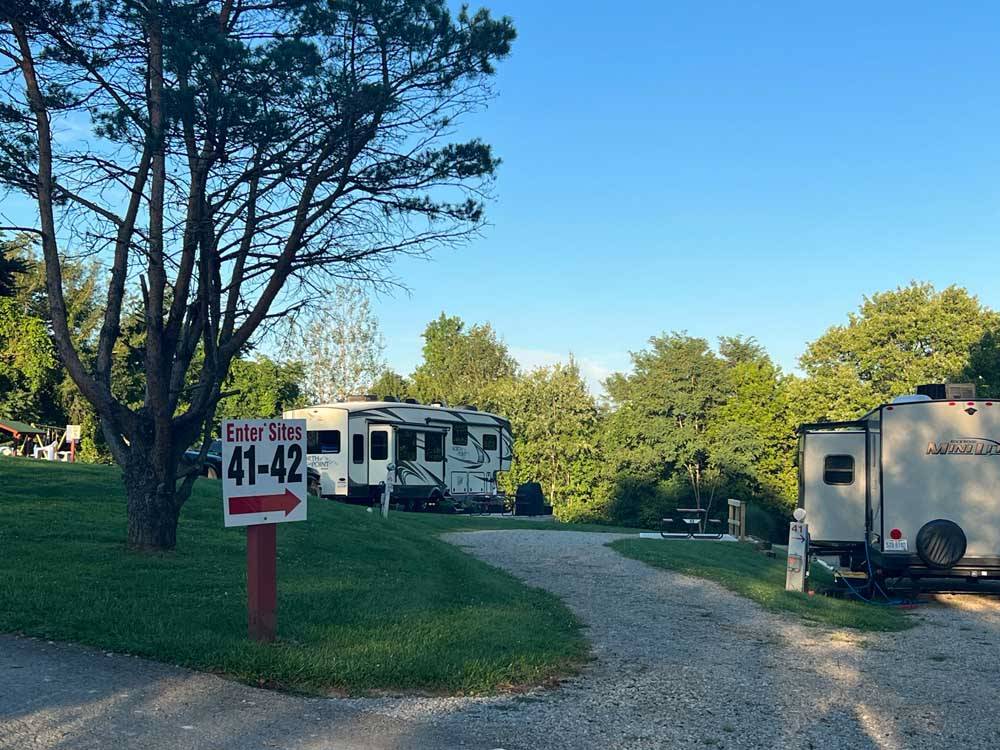 The entrance to sites 41 and 42 at WOLFIES CAMPGROUND