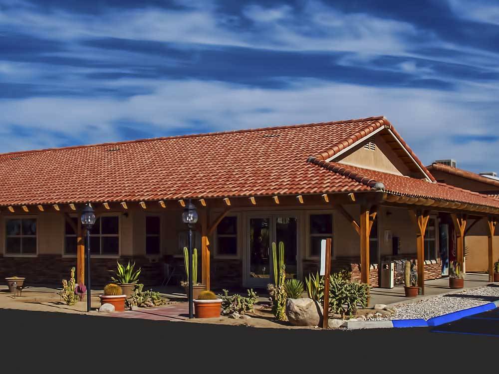 Exterior view of main building at TWENTYNINE PALMS RESORT RV PARK AND COTTAGES