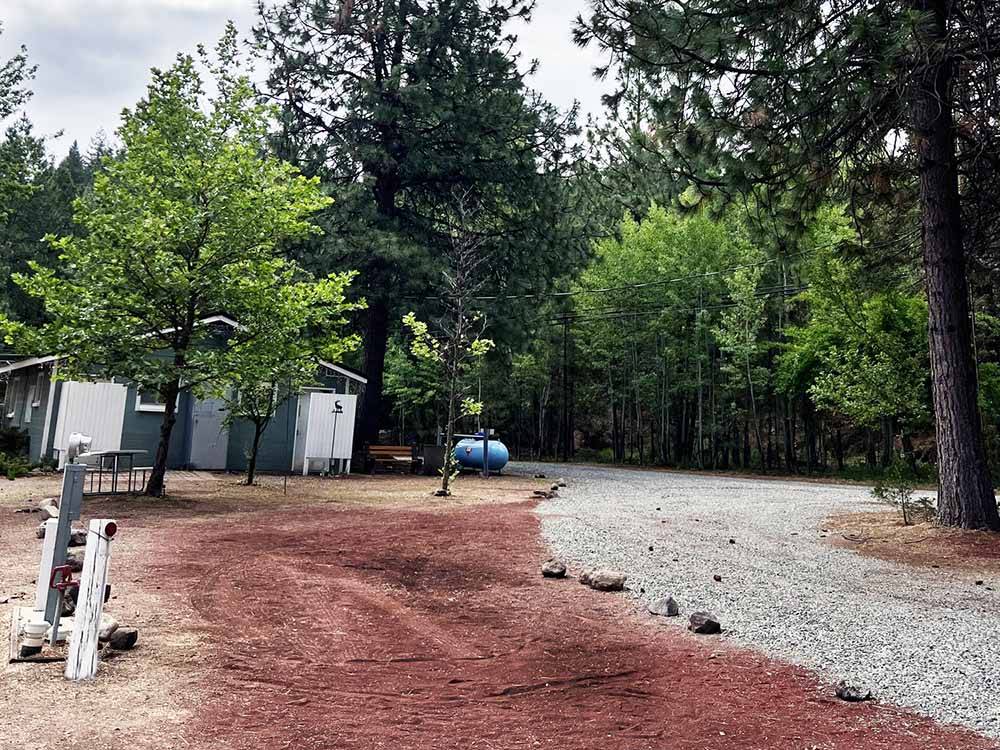 A gravel site near the restrooms at TRAILER LANE CAMPGROUND