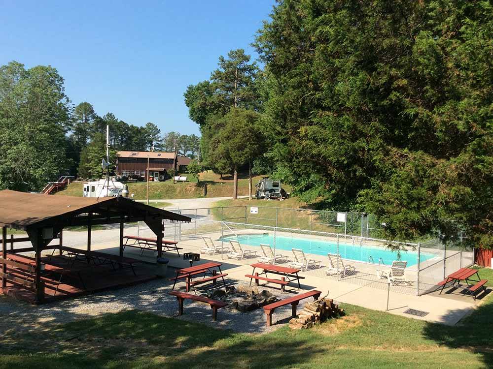 Overlooking the fenced in pool area at SOARING EAGLE CAMPGROUND & RV PARK