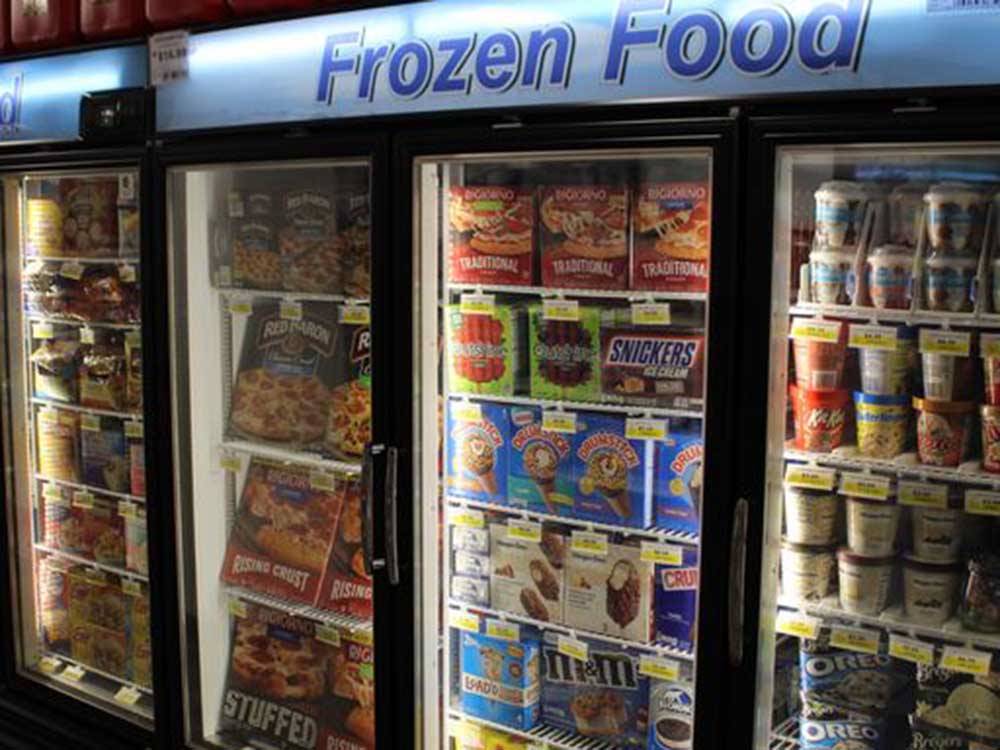 The frozen food section at THREE BEARS TRAPPER CREEK INN & RV PARK