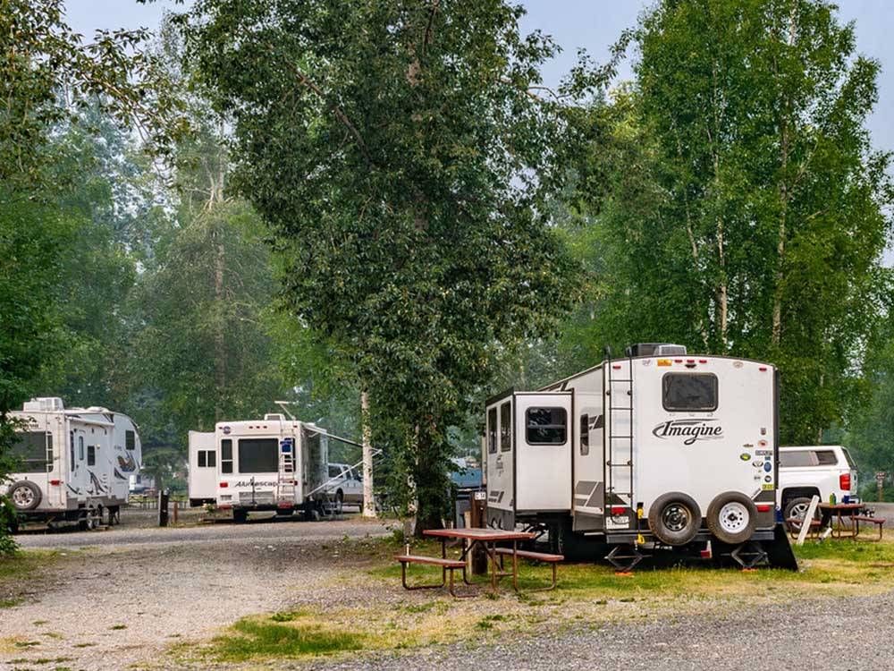 Campers in campsites at RIVER'S EDGE RV PARK & CAMPGROUND