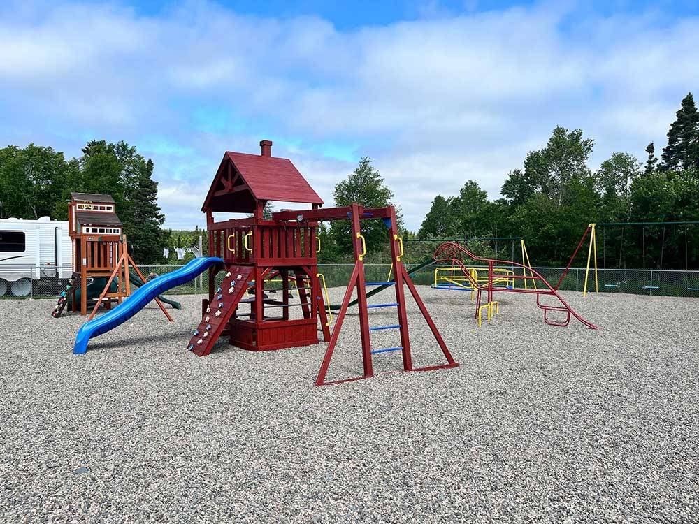 The children's playground area at HAROLD W. DUFFETT SHRINERS RV PARK