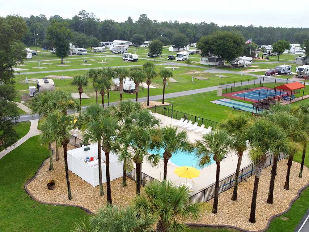 An aerial view of the swimming pool at OCALA SUN RV RESORT