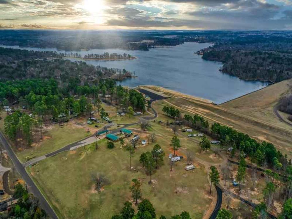 Aerial view of Campground at Lake Hawkins RV Park