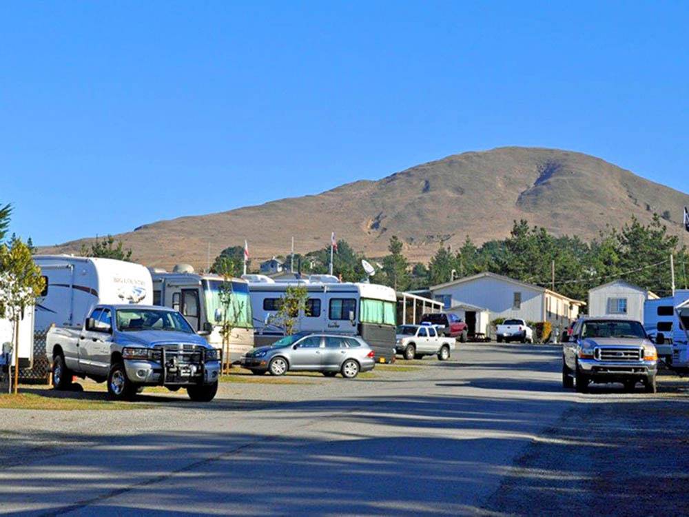 Trailers and RVs camping at Bodega Bay RV Park