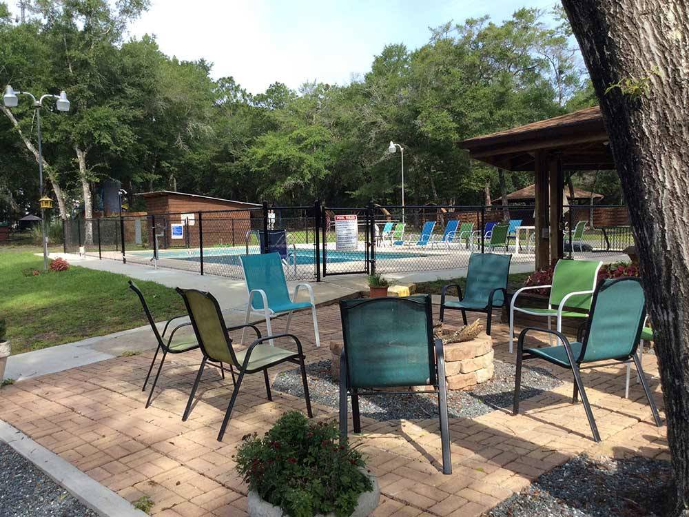 Patio area with tables at FLAT CREEK FAMILY CAMPGROUND