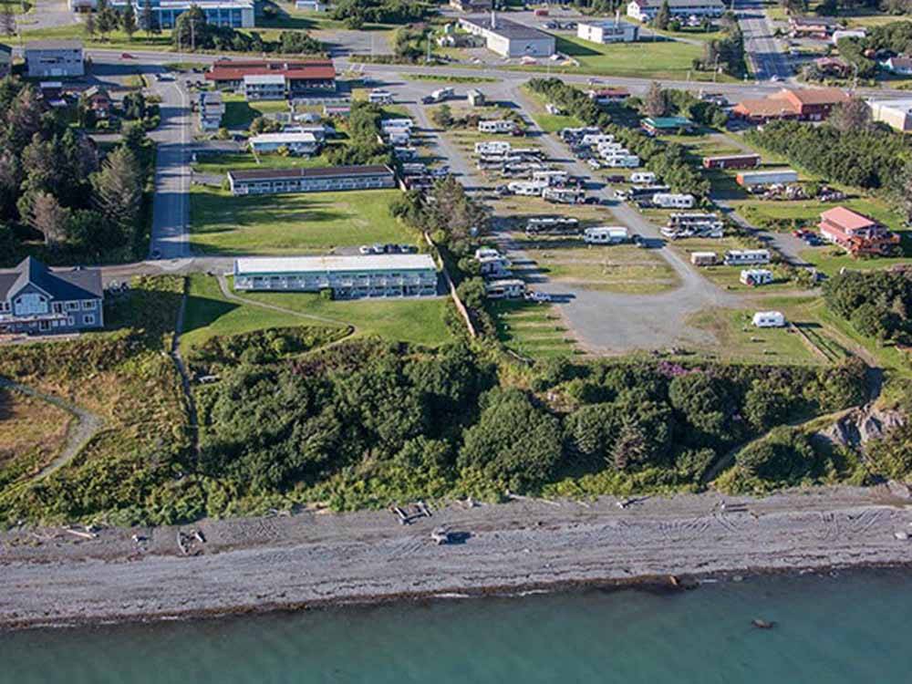 An aerial view of the campsites at OCEAN SHORES RV PARK & RESORT