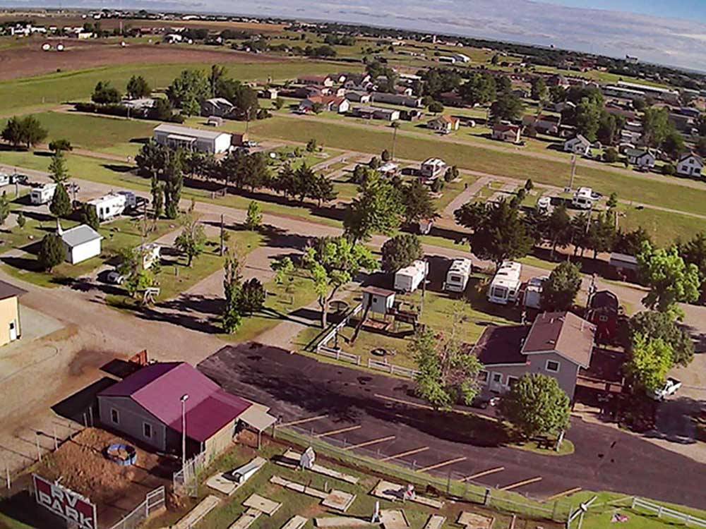 An aerial view of the campsites at TRIPLE 'J' RV PARK