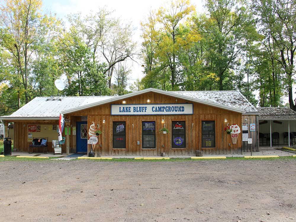 The registration building at LAKE BLUFF CAMPGROUND