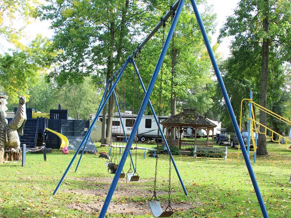 The metal swing sets at LAKE BLUFF CAMPGROUND