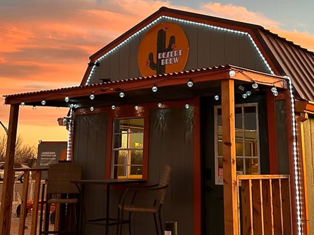 Exterior of Desert Brew coffee shop at Lifestyle RV Resort