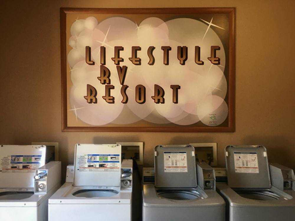 Laundry room washing machines at Lifestyle RV Resort