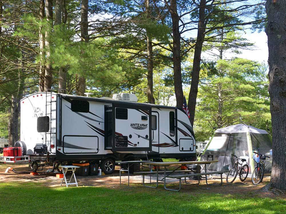 Trailer and tent camping at LAKE GEORGE ESCAPE CAMPGROUND