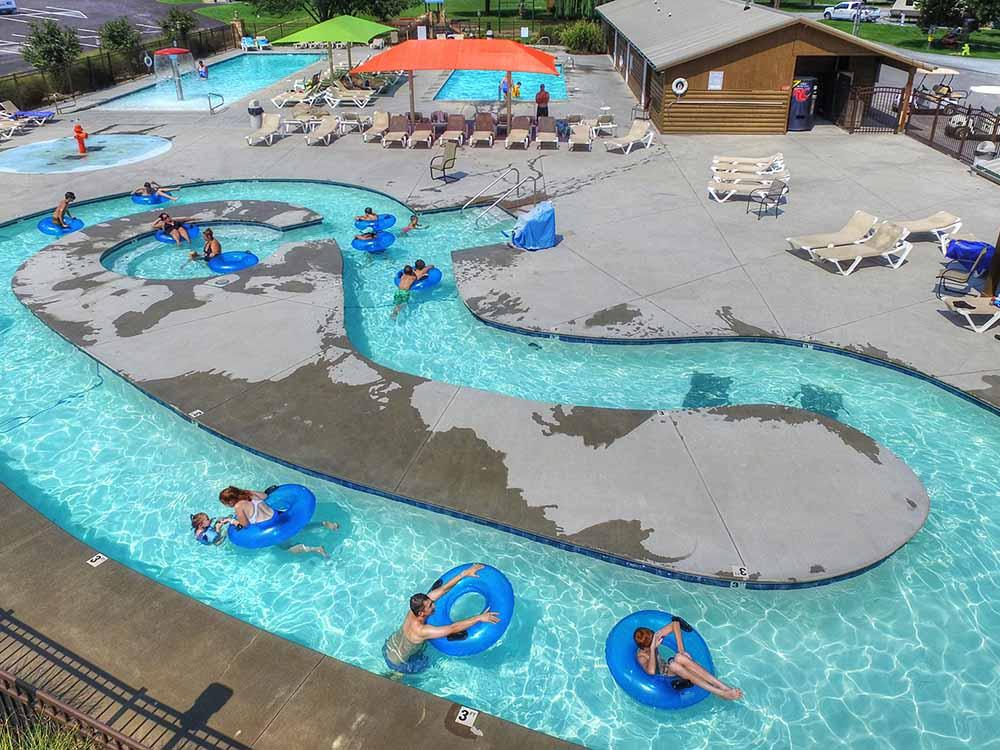 An aerial view of the lazy river at SUN OUTDOORS PIGEON FORGE