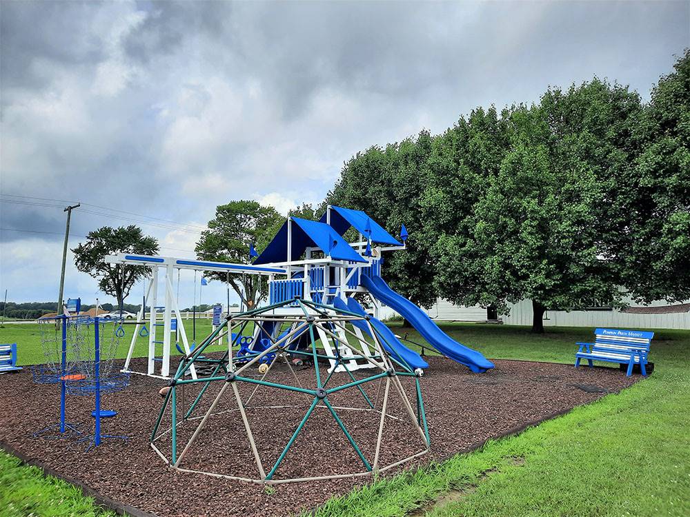The children's playground equipment at SHIPSHEWANA CAMPGROUND SOUTH PARK