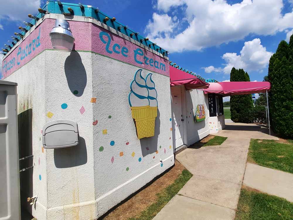 The ice cream shop building at SHIPSHEWANA CAMPGROUND NORTH PARK & AMISH LOG CABIN LODGING