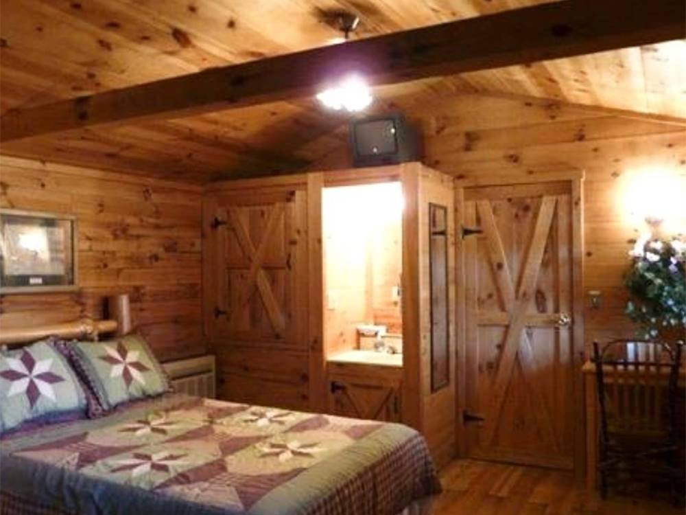 Cabin interior at Shipshewana Campground North Park & Amish Log Cabin Lodging