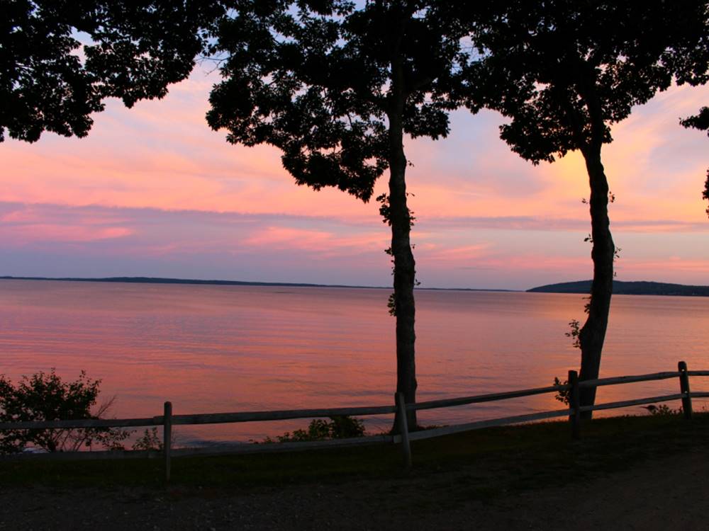 A view of the ocean at sunset