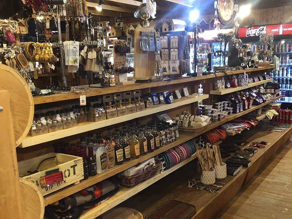 Shelves filled with merchandise at TERRY BISON RANCH RV PARK
