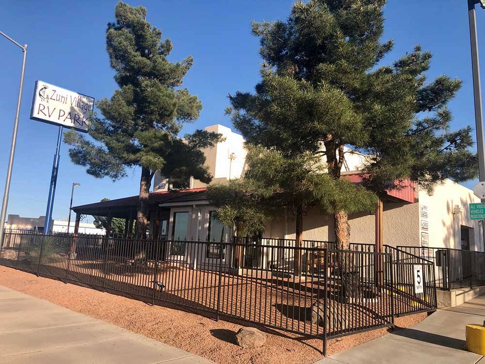 Exterior view of front office and sign at ZUNI VILLAGE RV PARK