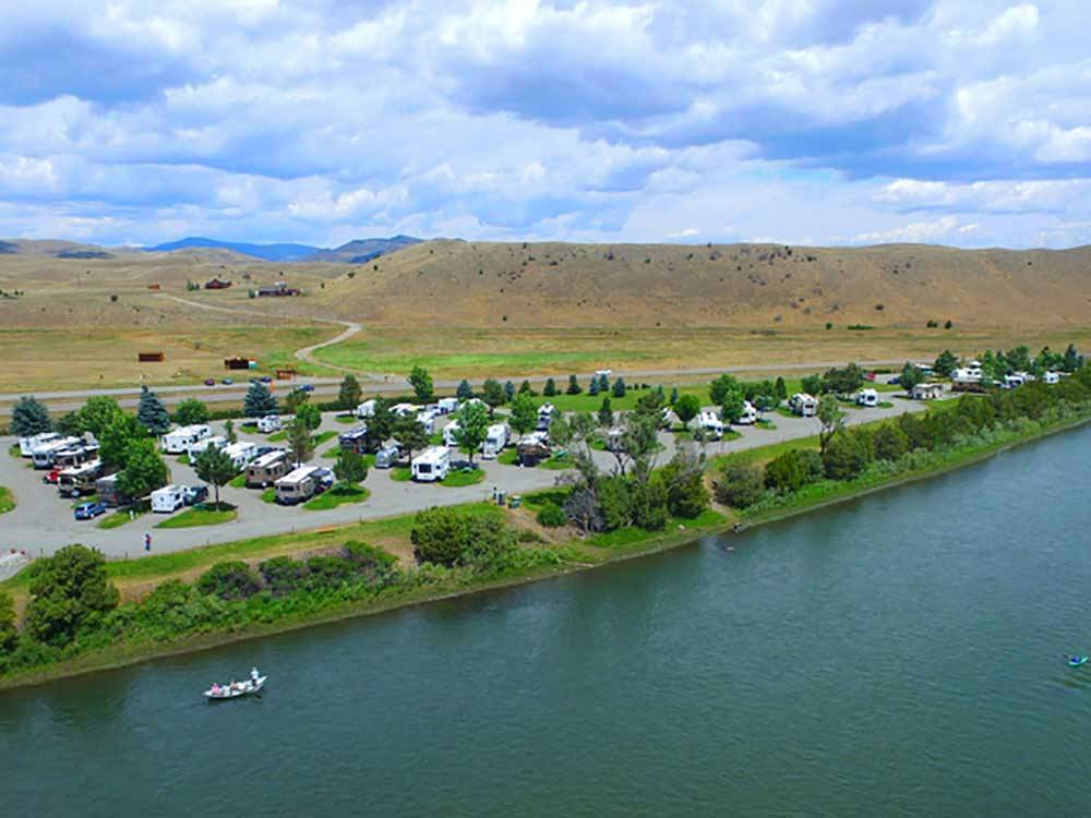 Amazing aerial view over resort at YELLOWSTONE'S EDGE RV PARK