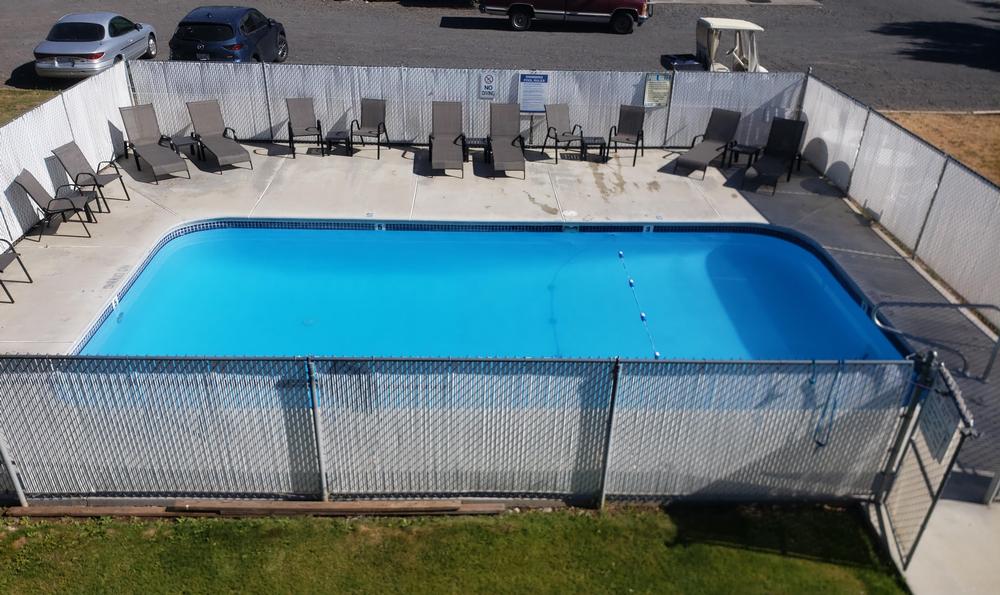 Overhead view of pool area