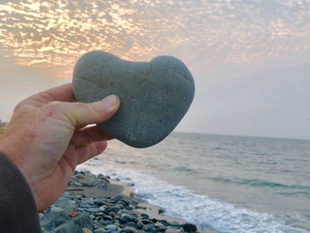 Heart-shaped rock against horizon at ELWHA DAM RV PARK