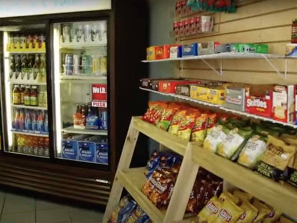 Food items in the general store at VICTORIAN RV PARK