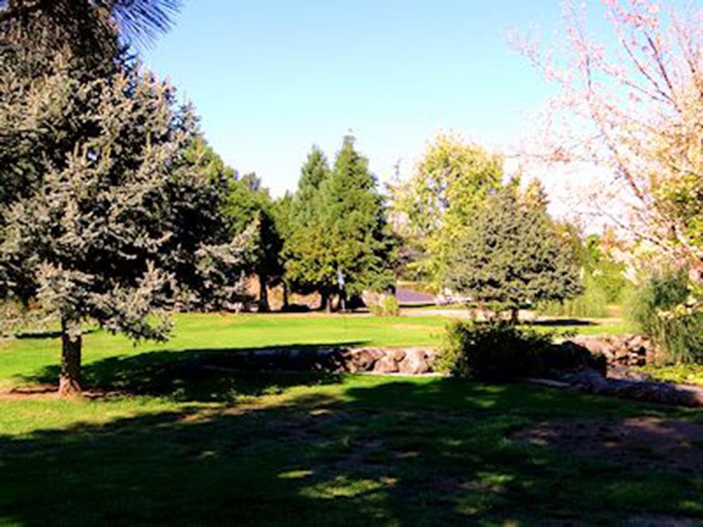 Landscape lawn and trees at ON THE RIVER GOLF & RV RESORT