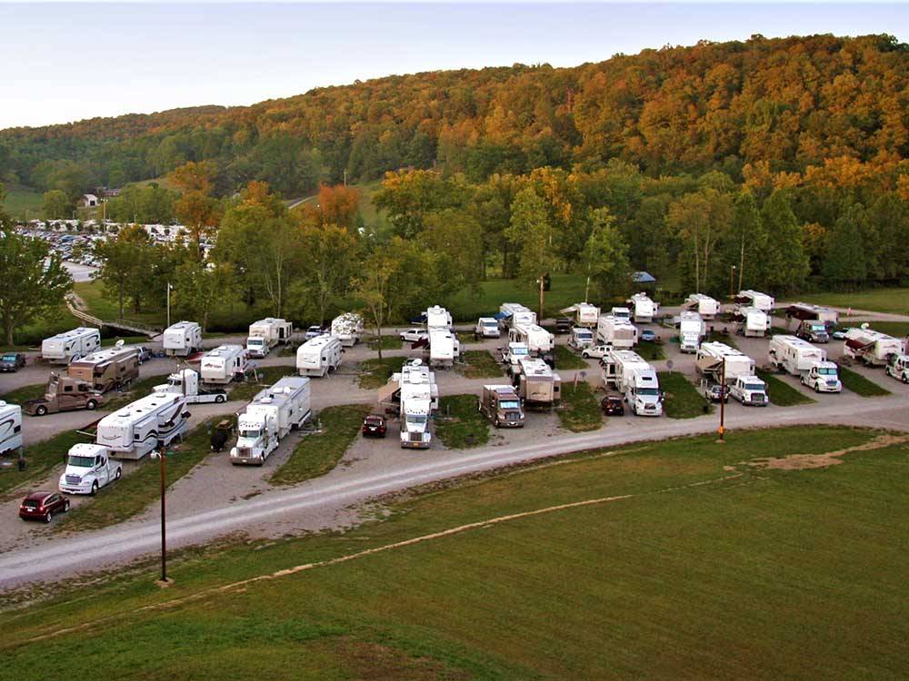 RVs and trailers at campground at RENFRO VALLEY RV PARK