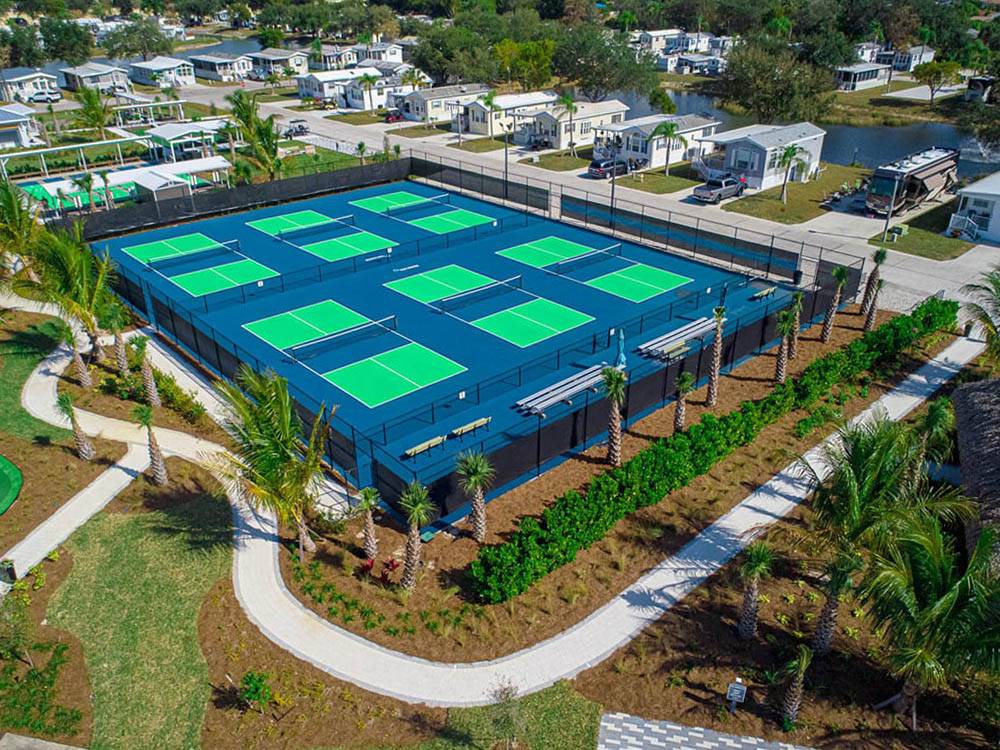 Aerial view of the pickleball courts