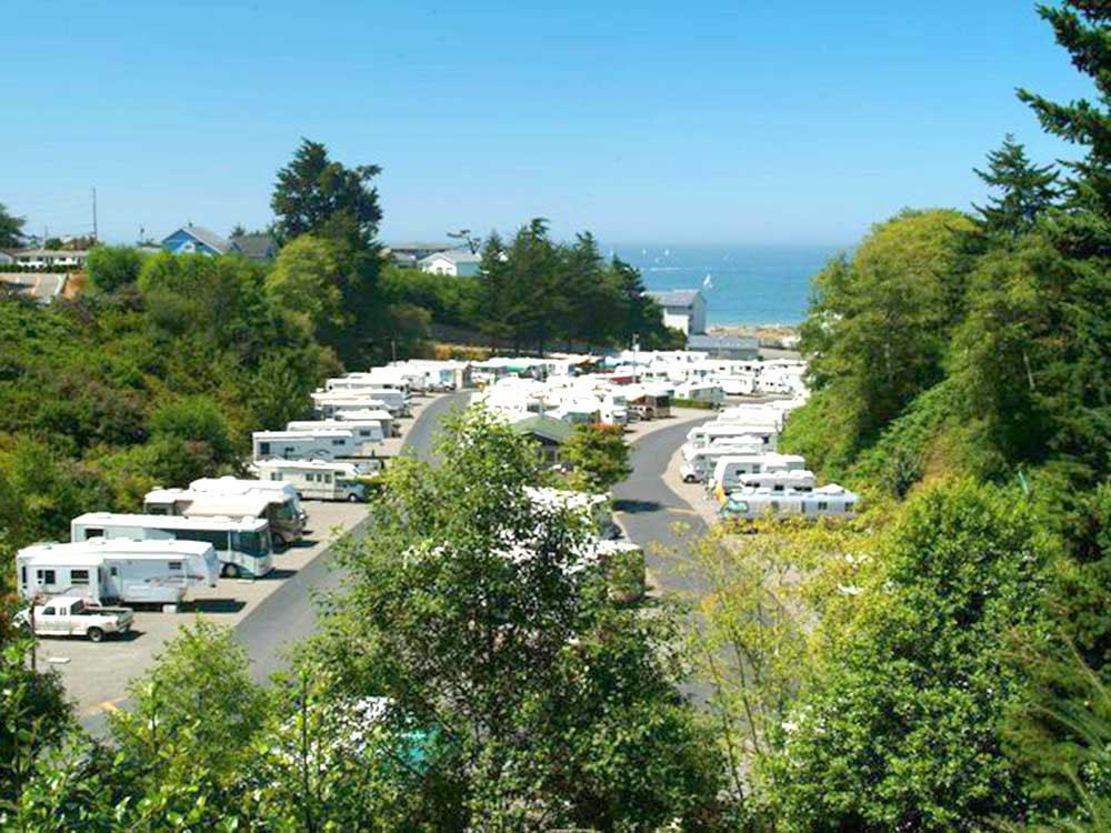 Aerial view of RVs parked on-site at DRIFTWOOD RV PARK