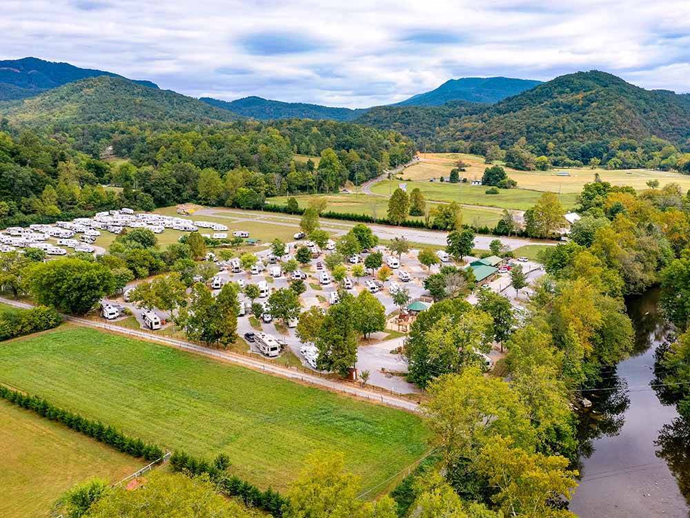 An aerial view of the campsites at BIG MEADOW FAMILY CAMPGROUND