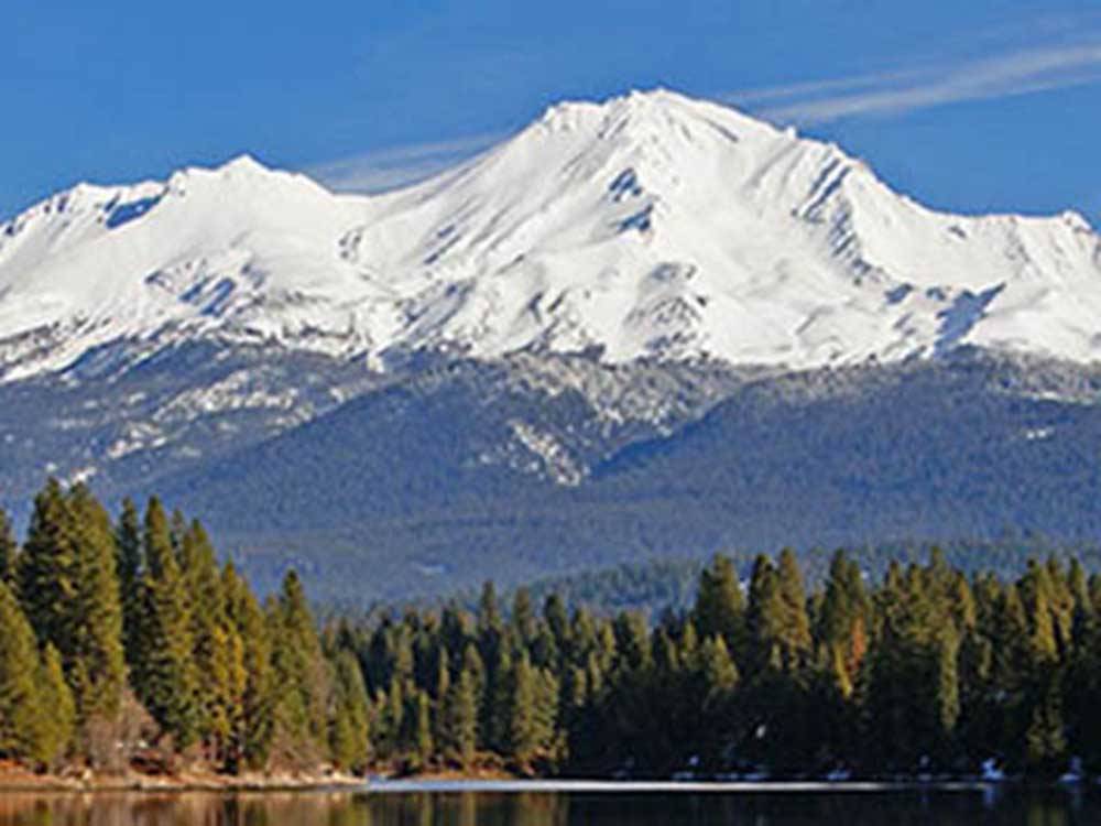 Mt. Shasta with snow at MOUNTAIN GATE RV PARK