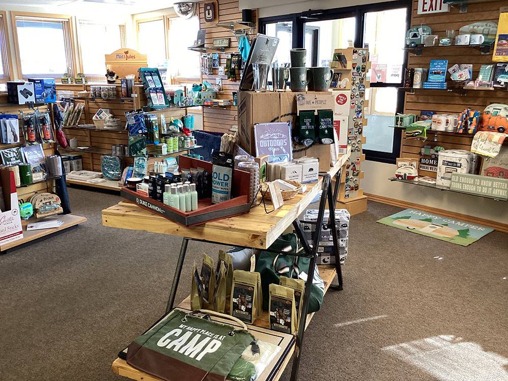 Items for sale in the general store at YELLOWSTONE GRIZZLY RV PARK