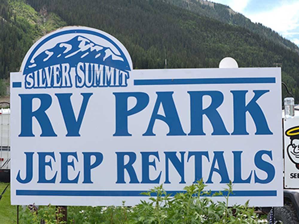 Business sign near entrance at SILVER SUMMIT RV PARK