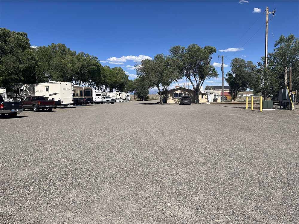 The gravel area next to the main building at ELKO RV PARK