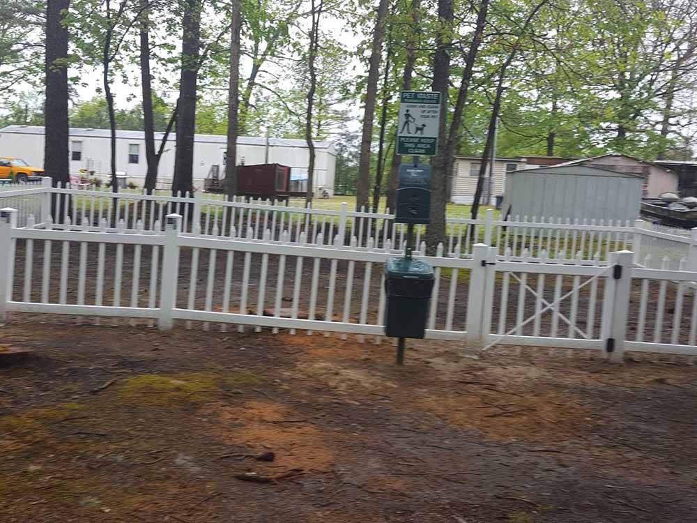The fenced in pet area at CAMPTOWN CAMPGROUND