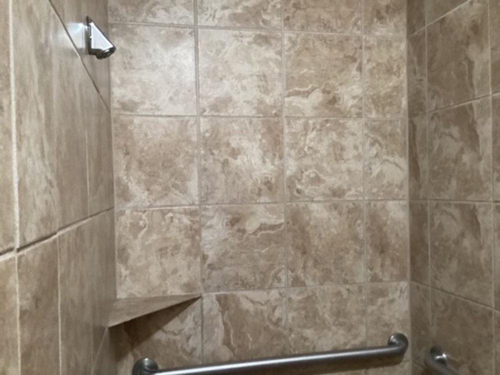 One of the tiled showers at HIGH POINT MOBILE HOME & RV PARK