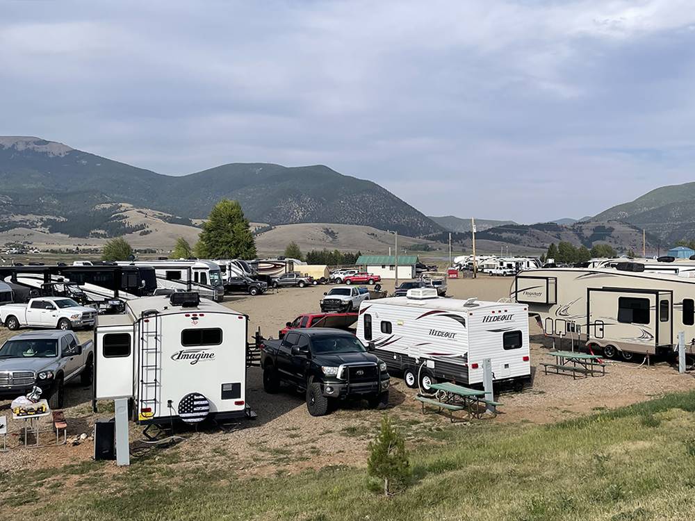 Travel trailers at sites