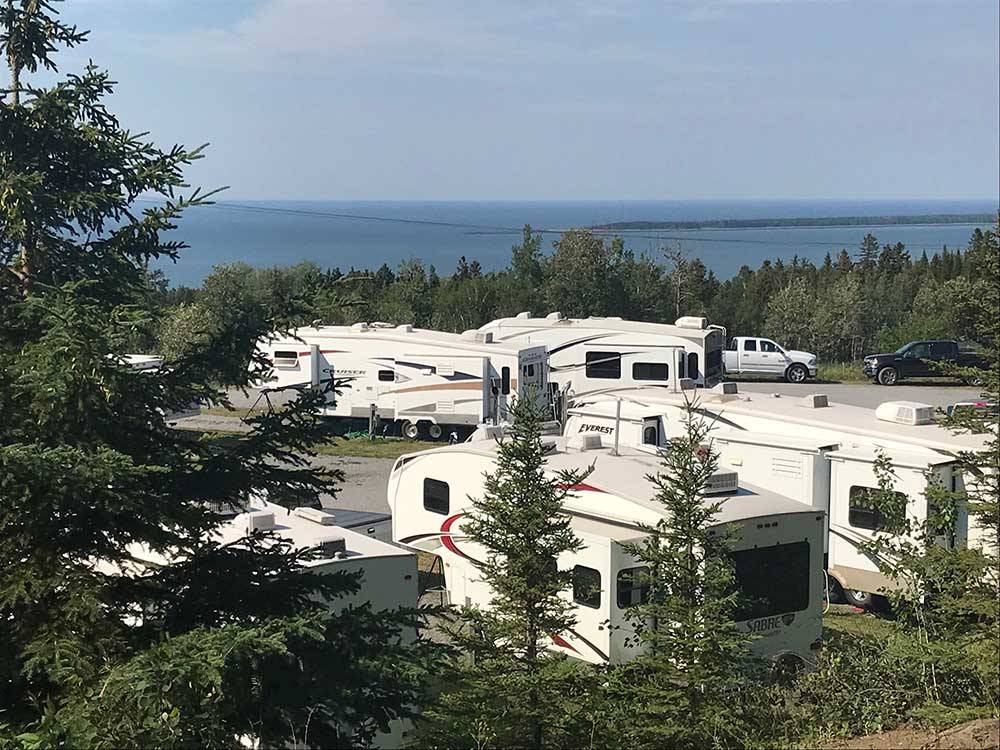 Trailers camping on the water at CAMPING RIMOUSKI