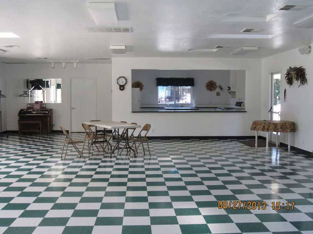 Inside of the rec hall at ALMOND TREE RV PARK
